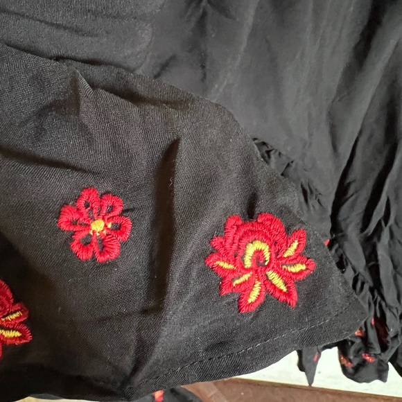 J for justify black with red embroidered roses hi low dress - Picture 3 of 8